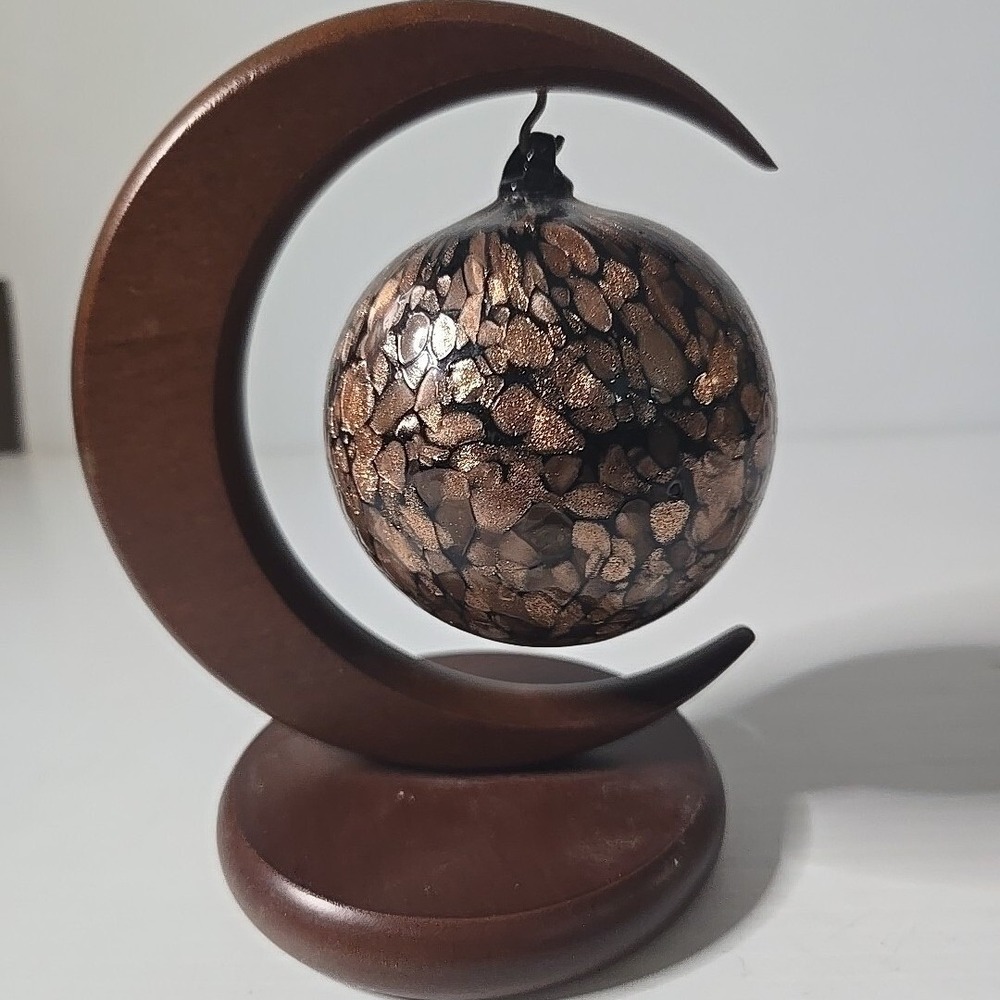 Enesco Art Glass Orb Moon Stand Unisex OS Copper Vintage Celestial - Picture 3 of 6